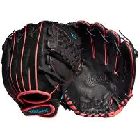 Wilson 2022 A440 Flash 11,5" Fastpitch Infield Glove - Left Hand Throw Svart/Rosa/Tropical Blue