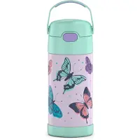 Thermos Funtainer Water Bottle With Straw - 12 Ounce Butterfly Frenzy - Barn Rostfritt stl Vakuumisolerat vattenflaska med lock