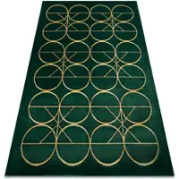 Rugsx Exklusiv EMERALD Matta 1010 glamour, snygg cirklar flaska grön / guld 180x270 cm