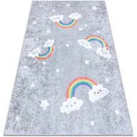 Rugsx JUNIOR 52063.801 tvättmatta Regnbåge, moln för barn halkskydd - grå 120x170 cm