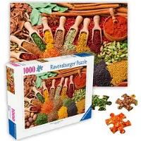 Ravensburger - Kryddor och rter - 1000 bitars pussel - Lockande livfulla kryddor frn hela vrlden - Frska torkade pulveriserade rter - Ideali