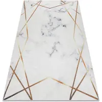 Rugsx ANDRE 1220 tvättmatta Marble, geometrisk halkskydd - vit 80x150 cm
