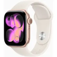 Apple Watch Series 11 (GPS + Cellular) - 42 mm - guldrosa aluminium - smart klocka med sportband - fluoroelastomer - lätt rouge - bandstorlek: S/M ...
