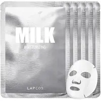 Lapcos Mjölkark Skönhetsmask Set, Återfuktande, 5 Arkmasker, 30 ml (1.01 fl oz) Varje