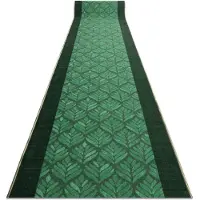Rugsx Löpare anti-halk LIŚCIE löv, gummi grön 110cm 110x700 cm