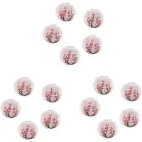 ISTOVO 12-Inch Blossom Japanese/Chinese Paper Lanterns (Set of 15, Red Sakura)