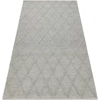 Rugsx Ullmatta TAHAR 99001G grå - HANDvävd slinga, romber, boho 120x180 cm