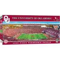 Masterpieces - 1000-bitars pussel NCAA Oklahoma Sooners Panoramic Football Stadium View Fun fr vuxna och familj 13"x39"