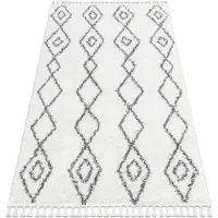 Rugsx Matta UNION 3374 Ruter, kedja grädde / grå Fringe Berber marockansk shaggy 120x170 cm