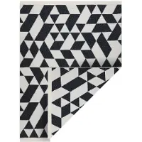 Rugsx Matta TWIN 22992 geometrisk, bomull, dubbelsidig, Ekologiska fransar - svart / grädde 80x150 cm
