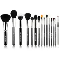 Jessup Makeup Brushes 15 PCS Makeup Brush Set Beauty Cosmetics Make Up Powder Concealer Eyeshadow Eyeliner Blandning Lip Brush Tools (Black/Silve