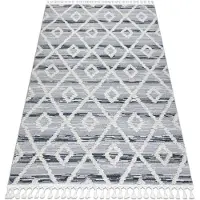 Rugsx Matta SEVILLA Z555A spalje, ruter grå / vit Fringe Berber marockansk shaggy 240x330 cm
