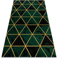 Rugsx Exklusiv EMERALD Matta 1020 glamour, snygg marble, trianglar flaska grön / guld 120x170 cm