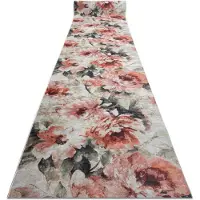 Rugsx Löpare anti-halk LOTUS BOUQUET 52900 Blommor beige / rosa tvättmatta 120cm 120x860 cm
