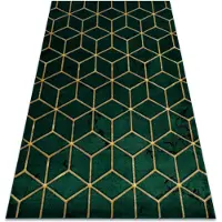 Rugsx Exklusiv EMERALD Matta 1014 glamour, snygg kub flaska grön / guld 200x290 cm