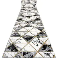 Rugsx Exklusiv EMERALD Löpare 1020 glamour, snygg marble, trianglar svart / guld 120 cm 120x220 cm