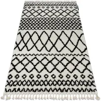 Rugsx Matta BERBER SAFI N9040 vit/svart Fringe Berber marockansk shaggy 200x290 cm