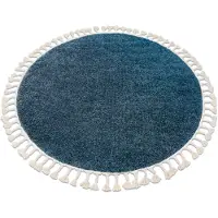 Rugsx Matta BERBER 9000 cirkel blå Fringe Berber marockansk shaggy cirkel 120 cm