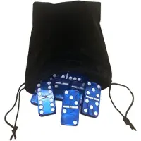 Marion Domino Double 6 mrkbl marmorerade plattor med spinnare Jumbo turneringsstorlek i svart elegant sammetsvska