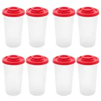 Semoic 8 Stora Salt- och Pepparskakare FuktsäKer, Saltskakare med RöDa Lock Lock Plast LufttäT Dispenser för Kryddburkar