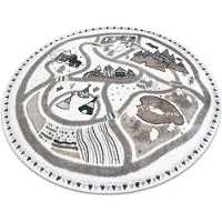 Rugsx Matta FUN Land för barn, byn, gator cirkel - kräm cirkel 140 cm