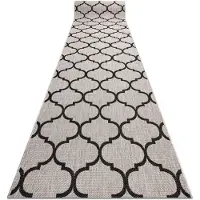 Rugsx Löpare SIZAL FLOORLUX design 20608 Marockansk spaljé silver / svart 80 cm 80x720 cm