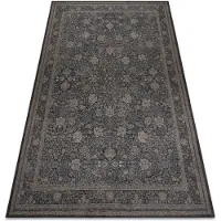 Rugsx Ullmatta ANTIGUA 518 74 KD900 OSTA - Blommor, ram, plattvävd beige / svart 250x350 cm