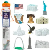 Safari Ltd. USA Super Toob - Toy Figures of Lincoln Memorial Hoover Dam Liberty Bell Alamo Mt. Rushmore Statue of Liberty Capital White House & M