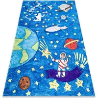 Rugsx BAMBINO 2265 tvättmatta Rymdraket, för barn halkskydd - blå 120x170 cm