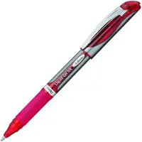 Pentel ENER-GEL Deluxe Flytande Gelpenna, Tjock Linje, Metallspets, Röd Bläck, 12-pack (BL60-B)