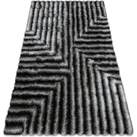 Rugsx Modern matta FLIM 010-B3 lurvig, labyrint - structural svart / grå 120x160 cm