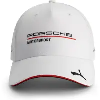 Puma Porsche Motorsport Team Hatt med bjd brtte med Porsche Motorsport och sponsorlogotyper verallt, inklusive en katt p The Peak. - Vit - On