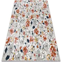 Rugsx Matta Strukturell BOTANIC 65239 blommor, plattvävd på balkongen, terrass - grå 78x150 cm