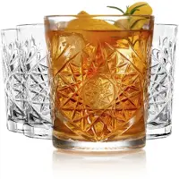 Libbey Hobstar dubbla gammaldags glasgon klarskurna glas dricksglas Set med 4 slitstarka vintage whiskyglas fr cocktaildrinkar och mer