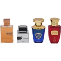 Al Haramain doftpresentset fr unisex - 4?10 ml vardera (Amber Oud Gold Edition + L'aventure + Azlan Oud Bleu Edition + Rouge)