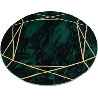 Rugsx Exklusiv EMERALD Matta 1022 circle - glamour, snygg marble, geometriskflaska grön / guld cirkel 200 cm