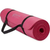 Gaiam Essentials Tjock Yogamatta Fitness- och trningsmatta med Easy-Cinch brrem Rosa 72"L X 24"B X 2/5" Tjockt