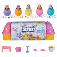 Hatchimals Alive, Rosa & Gula Äggkartong med 6 Minifigurer i Självkläckande Ägg, 11 Tillbehör