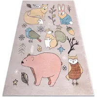Rugsx Matta FUN Forester för barn, djur, skog beige 180x270 cm