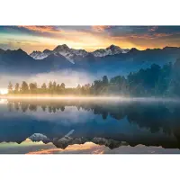 Ravensburger - Lake Matheson Nya Zeeland - 1000 bitars pussel - Fantastisk fredlig sj vid soluppgngen - Majesttiska dimmiga berg - Idealisk pr