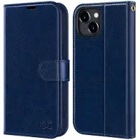 Ocase Plånboksfodral för iPhone 15, PU-läder Flip Folio med kortfickor RFID-skydd Kickstand