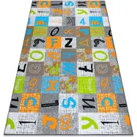 Rugsx Matta för barn JUMPY Lapptäcke, bokstäver, siffrorgrå / orange / blå 100x300 cm