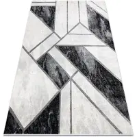 Rugsx Exklusiv EMERALD Matta 81953 glamour, snygg marble, geometrisk svart / silver 240x330 cm