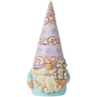 Enesco Jim Shore Heartwood Creek Gnome som hller en kattfigur 5,75 tum multicolor