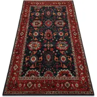 Rugsx Ullmatta POLONIA Tesoro ram mörkblå 235x350 cm