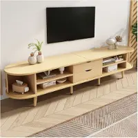 MUVOE TV-bänk - - Oval - 2 lådor - MDF med träådring - Kapacitet 30KG