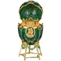 Danila-Souvenirs Faberge stil Alexanderpalatset ägg Smyckeskrin 14 cm grön