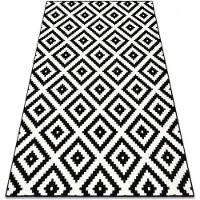 Rugsx Matta BCF Morad RUTA Ruter, geometric - svart / kräm 200x300 cm