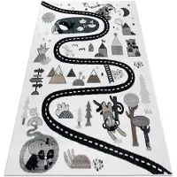 Rugsx Matta FUN Route för barn, gata, djur kräm 140x190 cm