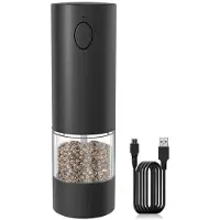 Melitt Elektrisk Salt- och Pepparkvarn Uppladdningsbar Automatisk Pepparkvarn med Justerbara Grovkorna med LED-Ljus-A